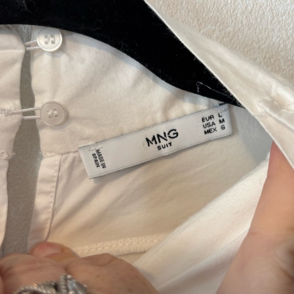 Mango | White Blouse with Tie Neck | Size Large - Picture 3 of 5